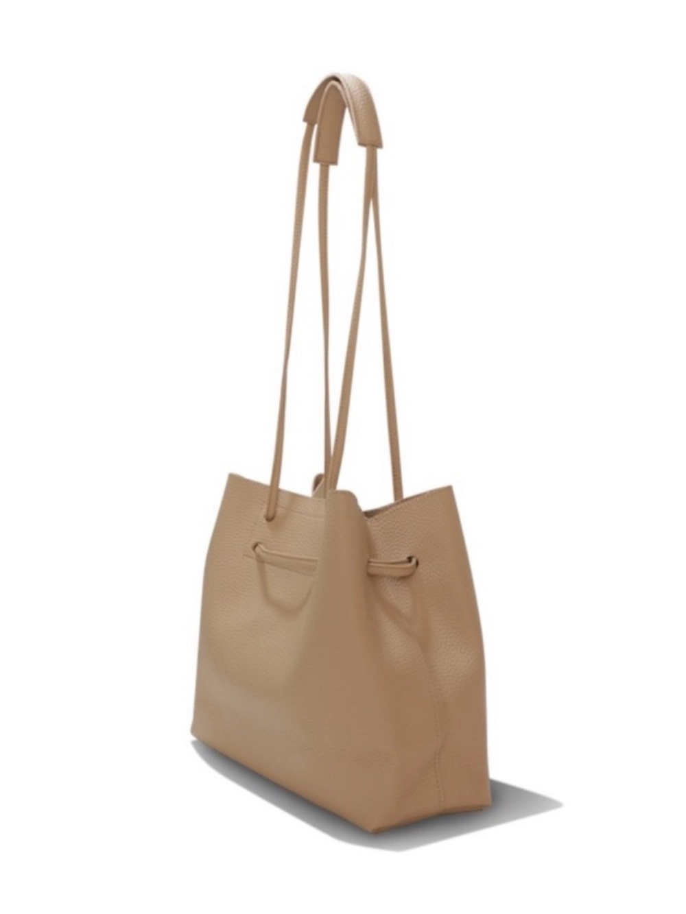 8 Other Reasons Pebbled Tan Leather Drawstring Tote